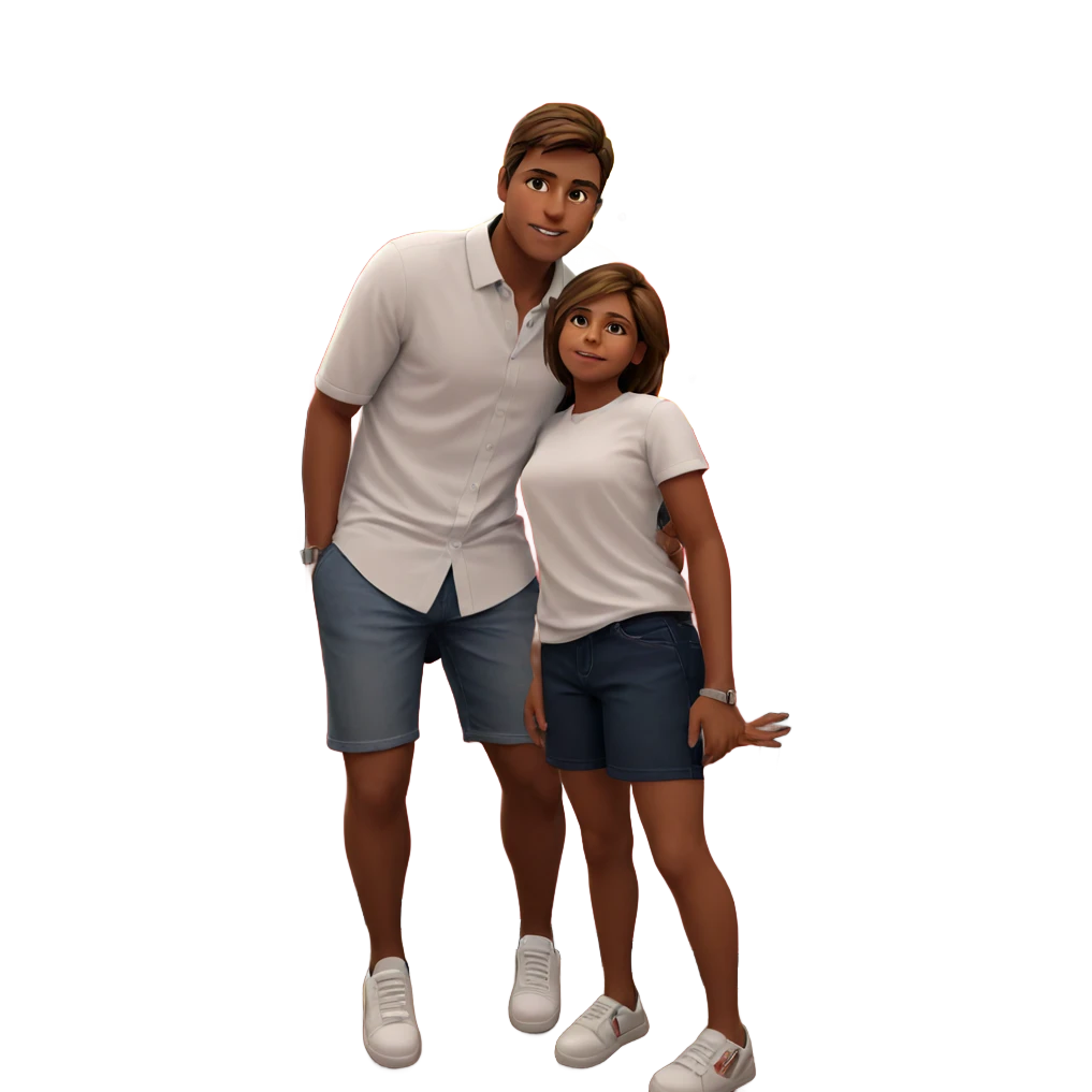 girl in white shirt with boys emoji