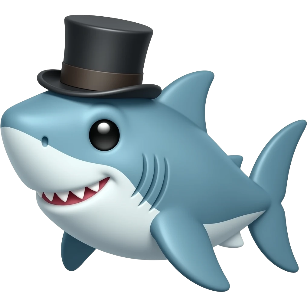 Shark with a top hat emoji