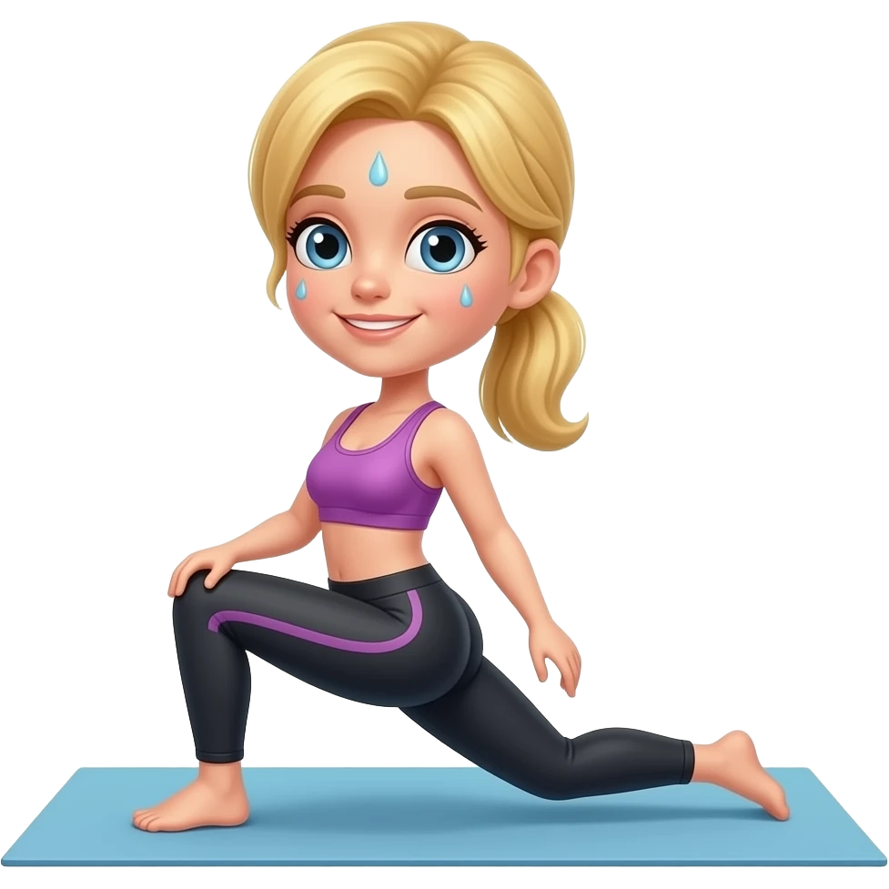 Sweating blonde girl doing yoga emoji