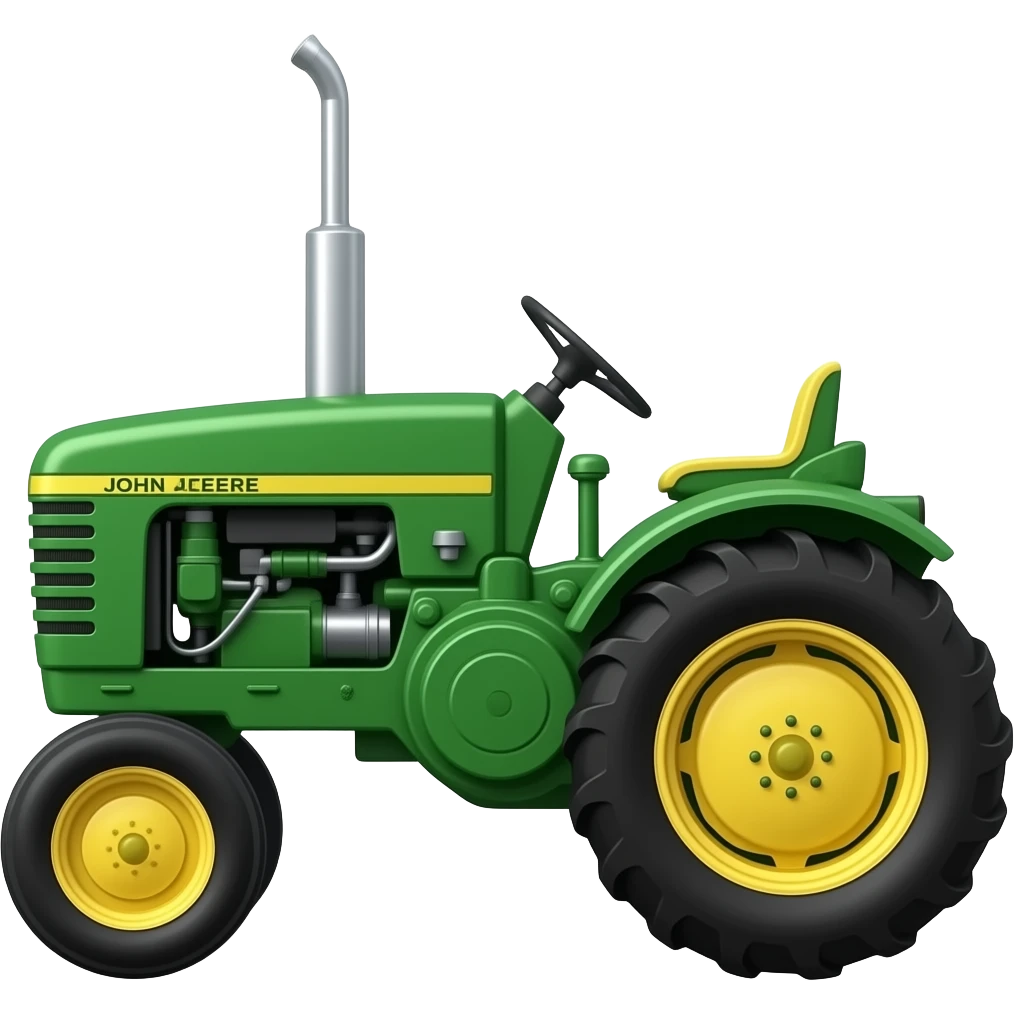 Side profile of a green John Deere cab tractor emoji