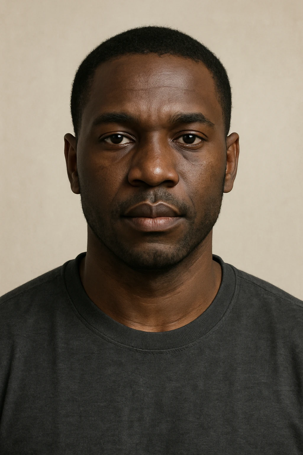 portrait of a Black man, with short hair, simple background emoji