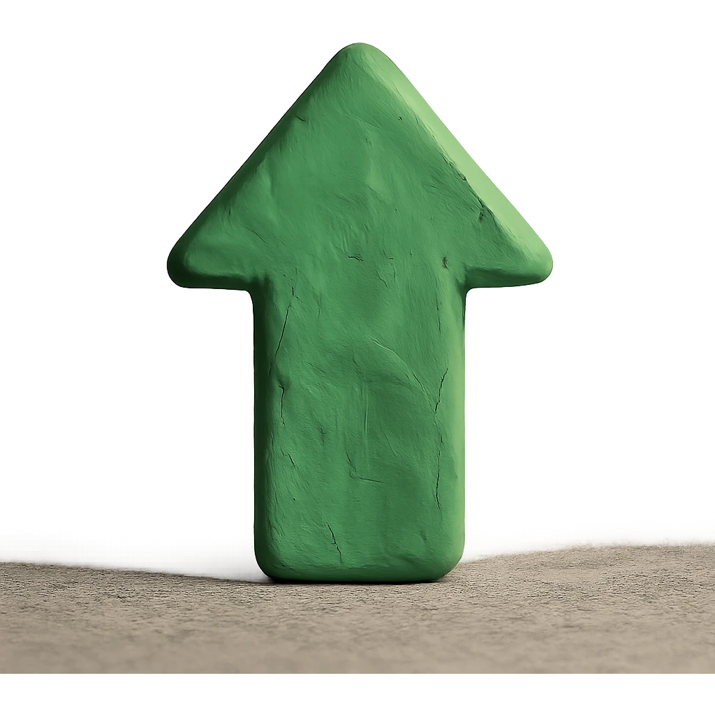 green up arrow in claymation style emoji