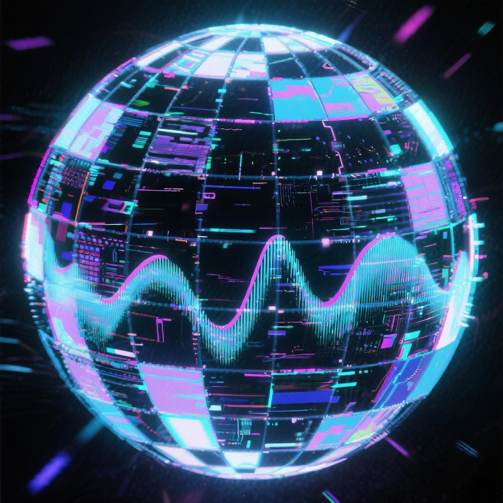 cyberwave glitch digital microscanner projection of these images but featuring no people, cyber hologram, abstract, experimental glitchy brutalist graphicwave,  style of anime - A massive sphere inside of a sphere inside of emoji