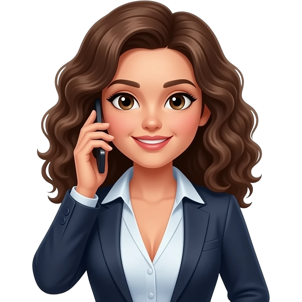 executive vice persident female curly burnette cute larger boobs and always on the phone emoji
