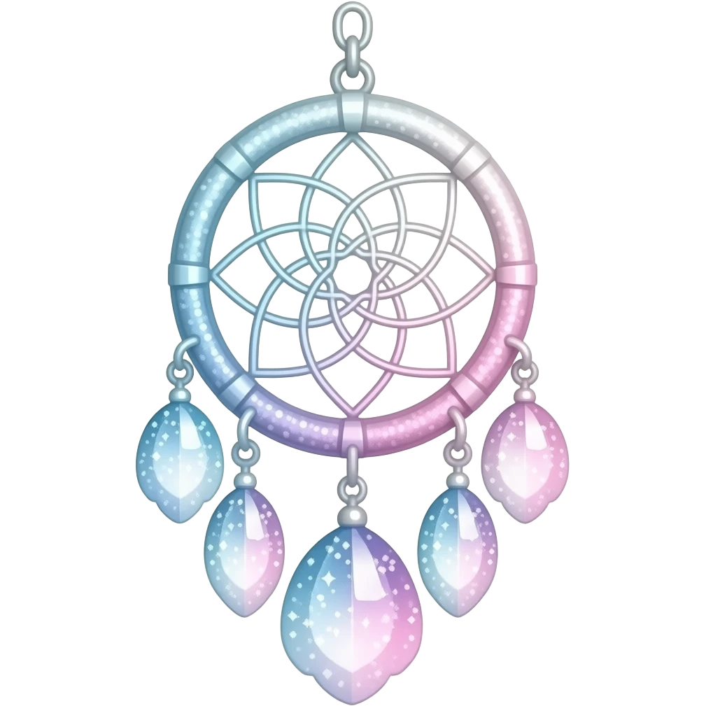 Glittery sparkly gradients-colored pastel bluish and pinkish and whitish hanging Rosy shiny glossy sparkly romantic pastel Pastel Sakura dreamcatcher-suncatcher emoji