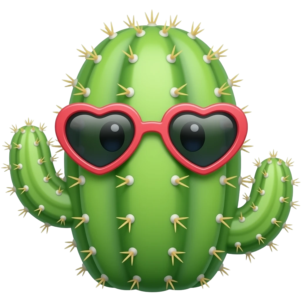 Cactus with heart glasses emoji