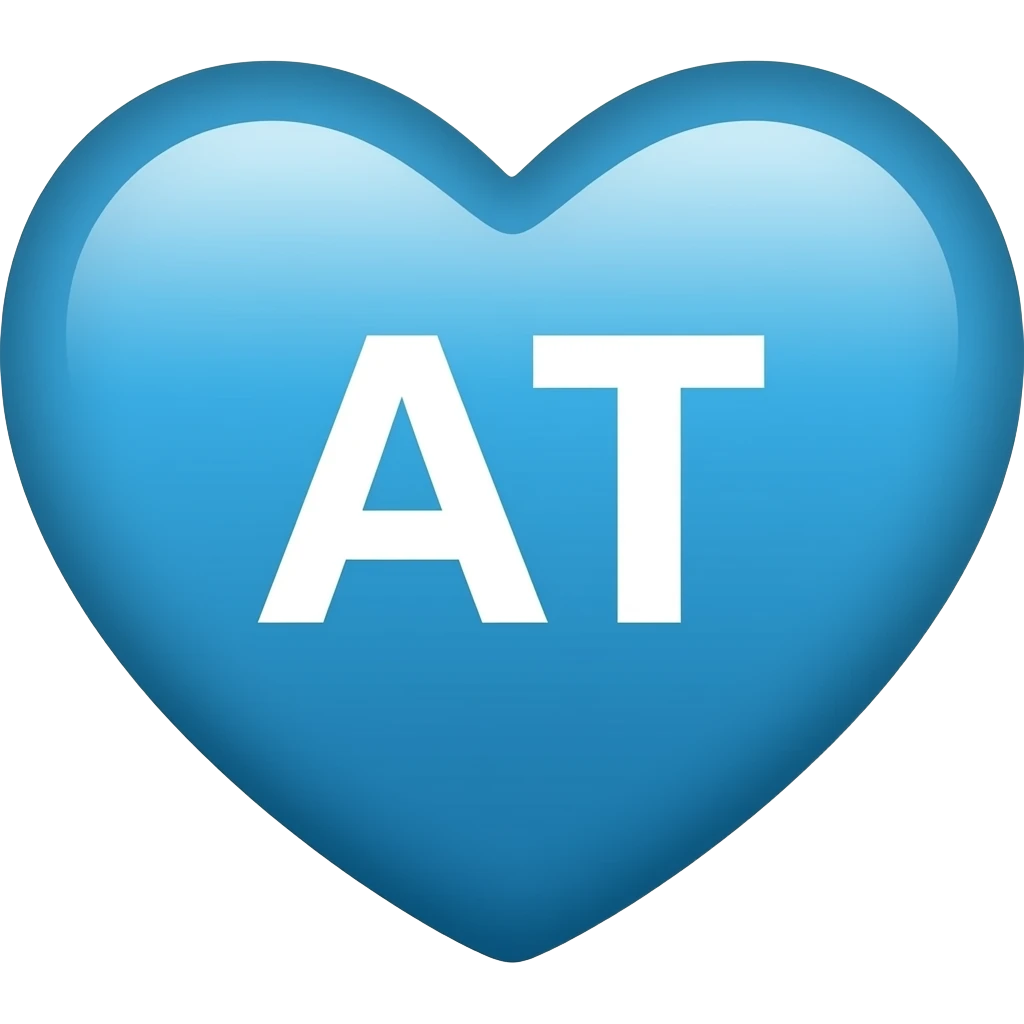 Bleu heart with AT inside emoji