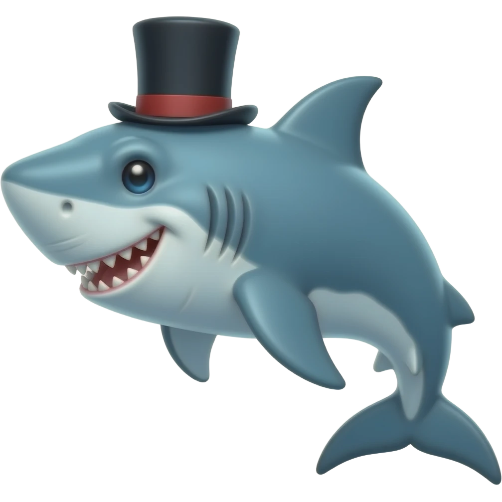 Shark with a top hat emoji