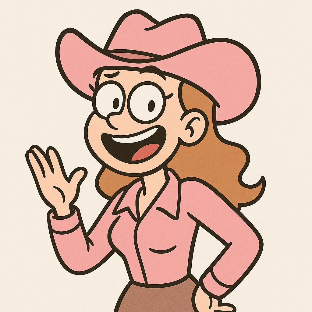 pink cowgirl hat, playful, cartoon style, no text, white background emoji