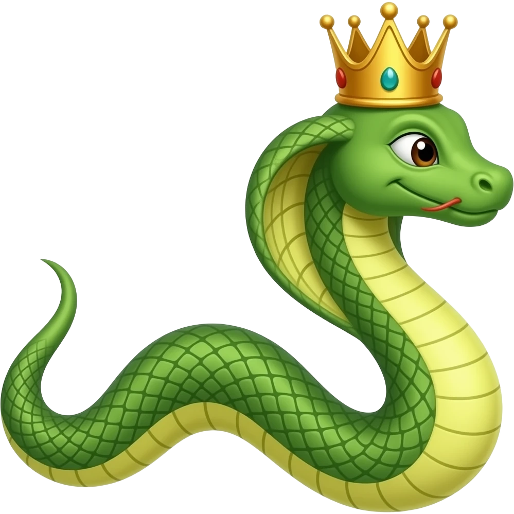 full body Shesha Naga emoji facing towords right side with gold crone on head emoji