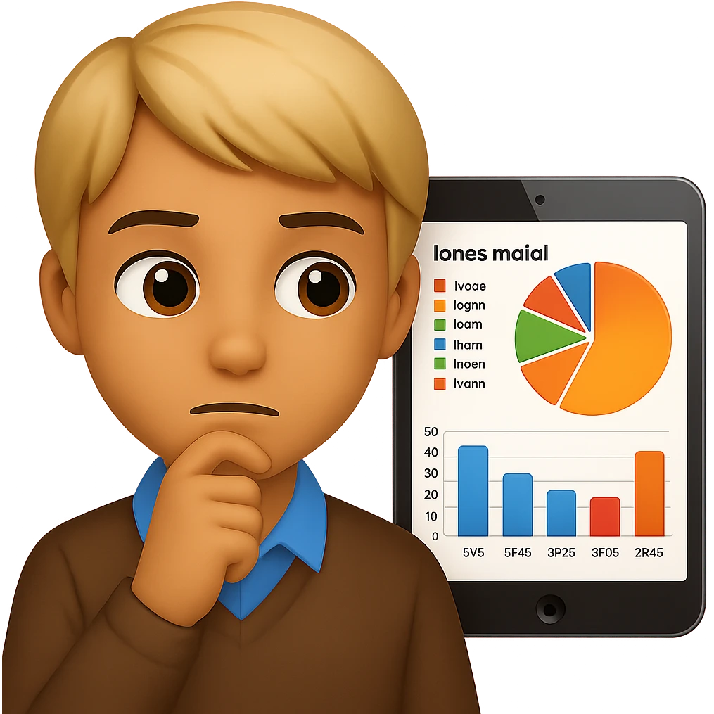 Person reading data and graphs in apple emoji style with a pink background. emoji