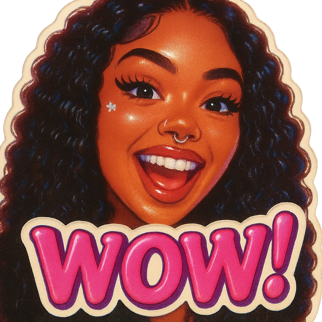 excited 
add the words W You!  in pink  emoji