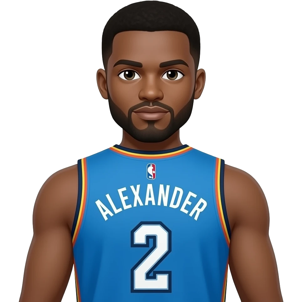 sga make him look like SGA fron the okc thunderin his jersey saying alexander on the back with number 2 below it emoji