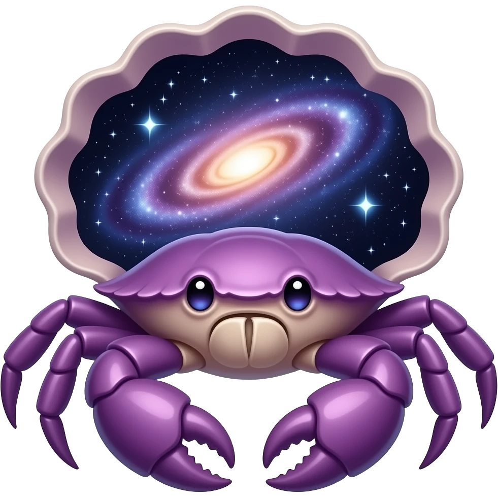 A purple crab with the whole galaxy inside facing forward emoji