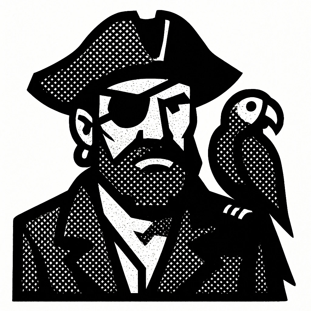 pirate with eye patch and parrot emoji