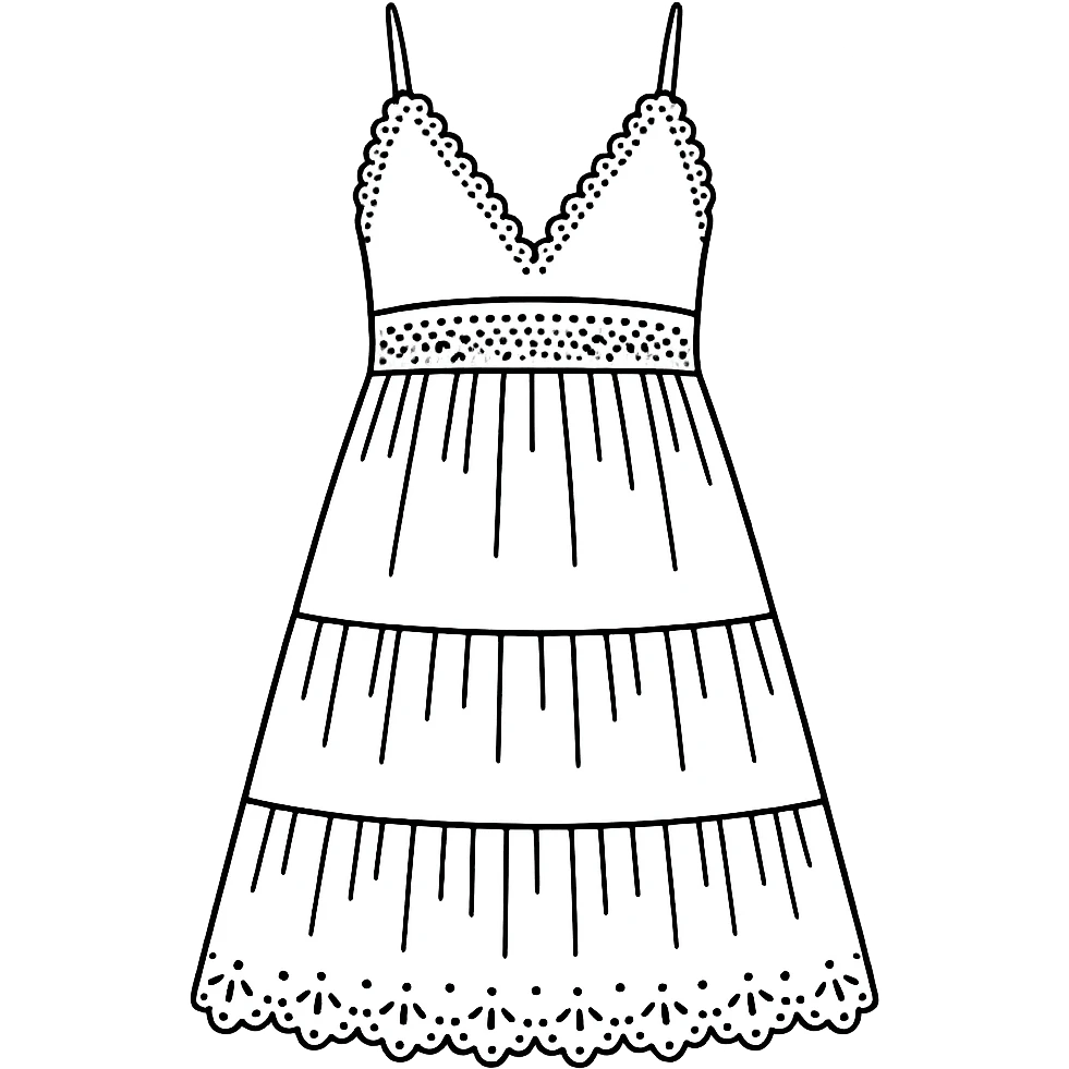 white crochet summer sundress, flat vector emoji