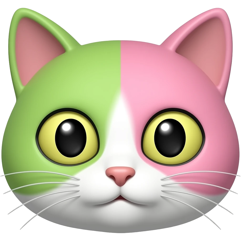 Green half pink cat face emoji