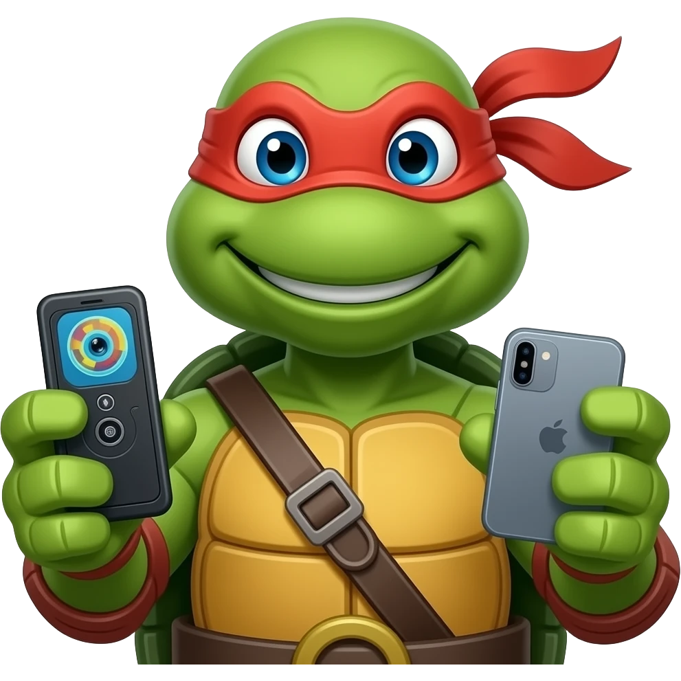 emojis.com splinter-(teenage-mutant-ninja-turtles) holding a visionPro device on one hand and an Android XR device on the other hand emoji