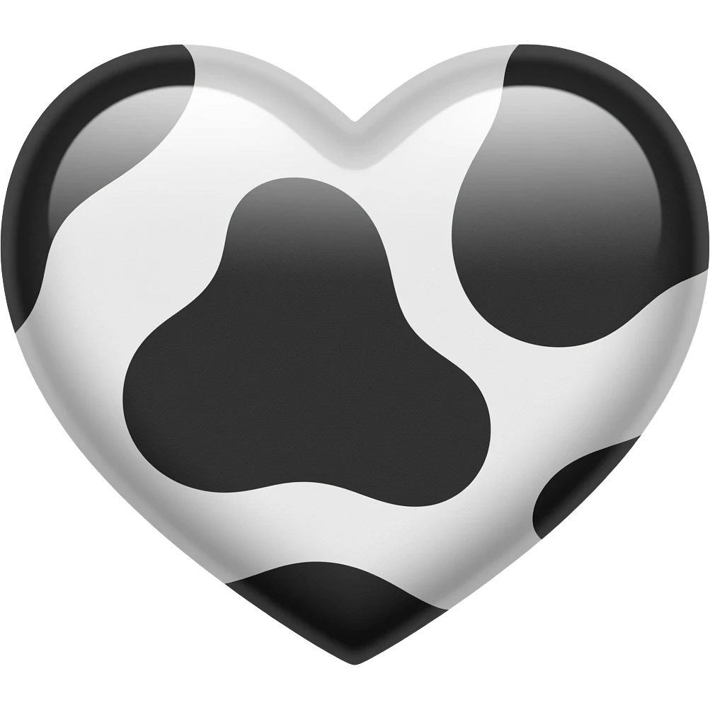 Cow print heart emoji black white emoji