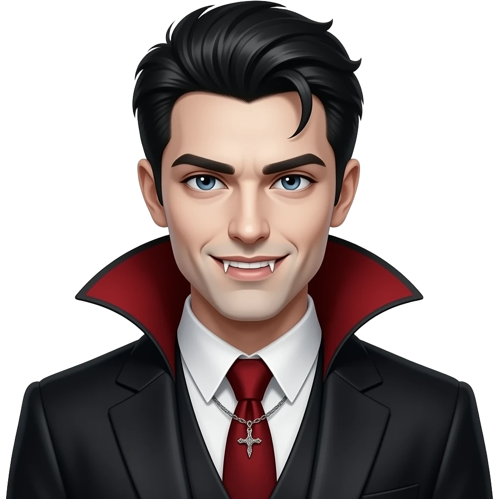 A charming hot handsome gothic vampire being very sexy emoji