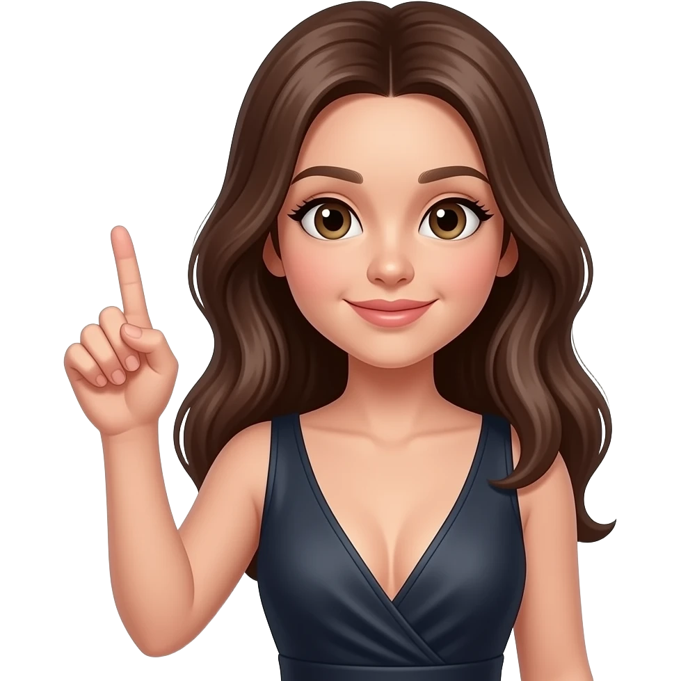 Une fille en decolter qui a le petit doigts en l aire avec l index emoji