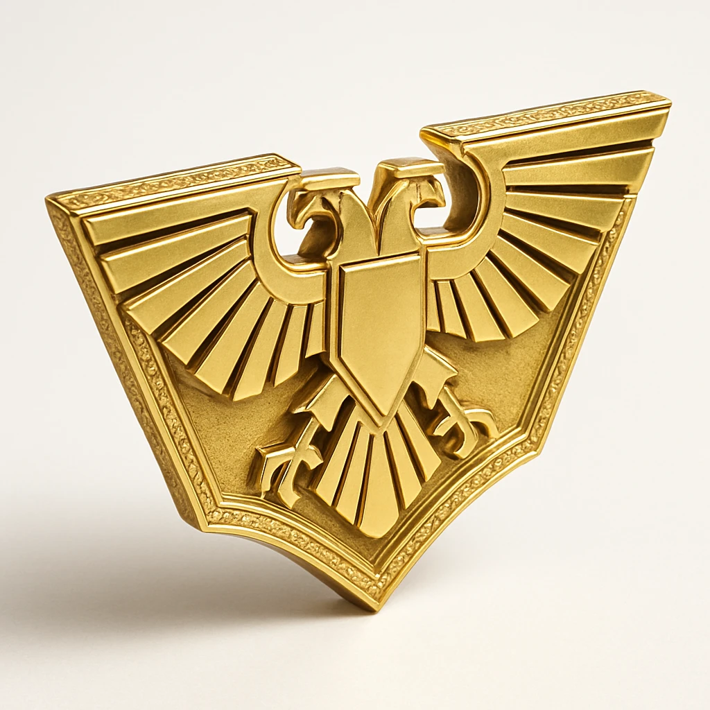 Warhammer 40k Aquila, stylized, bold lines, gold and black, no text emoji