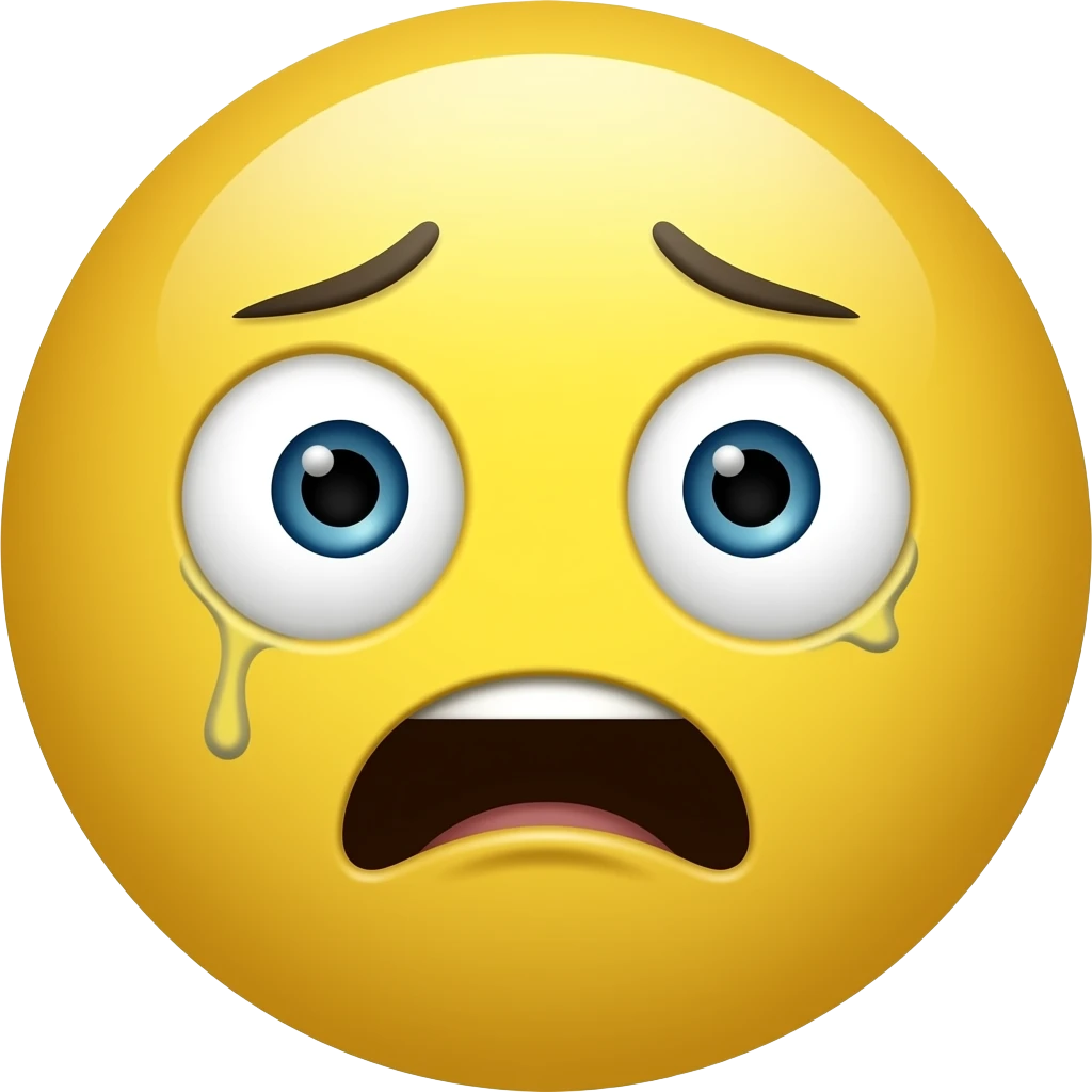 un emoji bonhome jaune avec un visage rond sans chevaux qui est terrifié au plus haut point vraiment il a vu quelque chose d'horrible et de traumatisant et il est horrifié encore plus horrifié emoji
