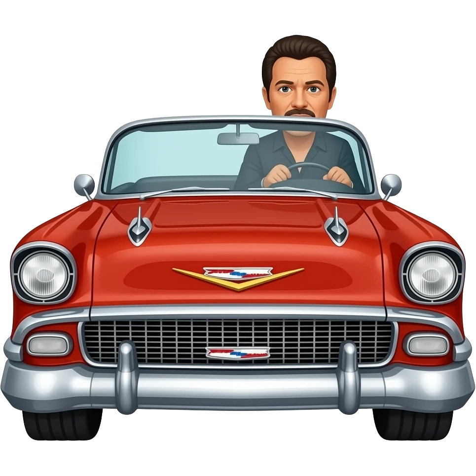 1956 Chevy Belair with Springsteen inside the drivers seat emoji