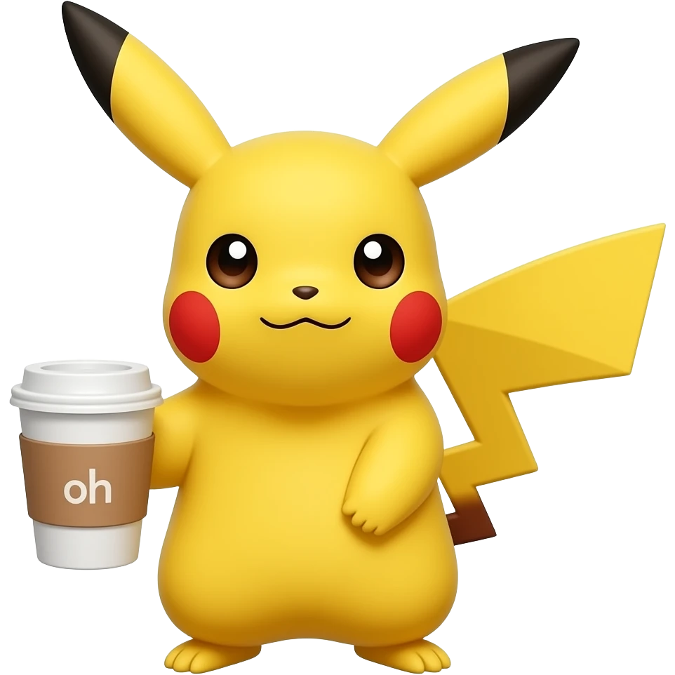 pikachu with coffee emoji