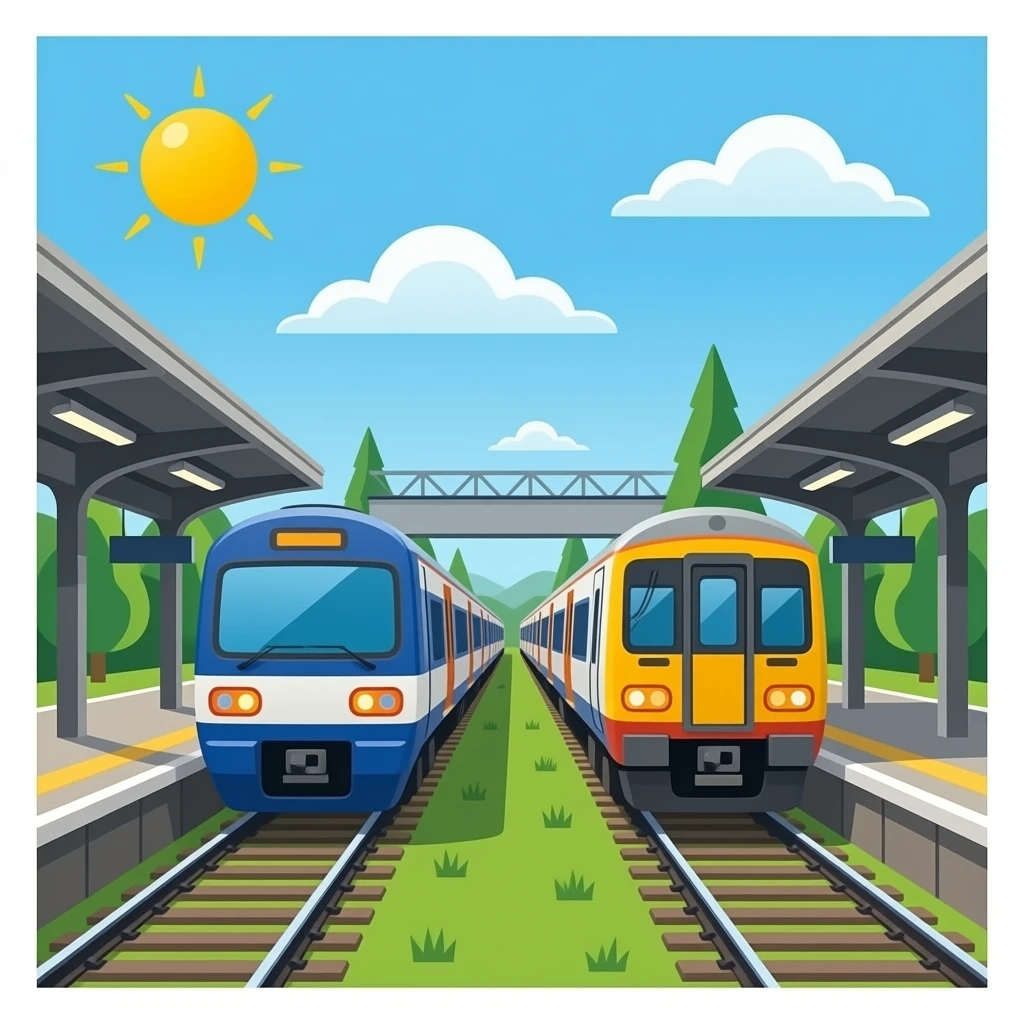 Train station with 2 trains emoji style emoji