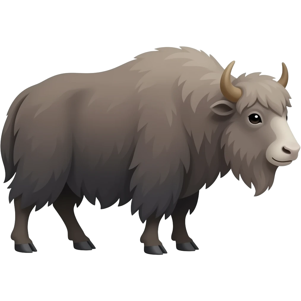 Cartoon grey yak walking emoji