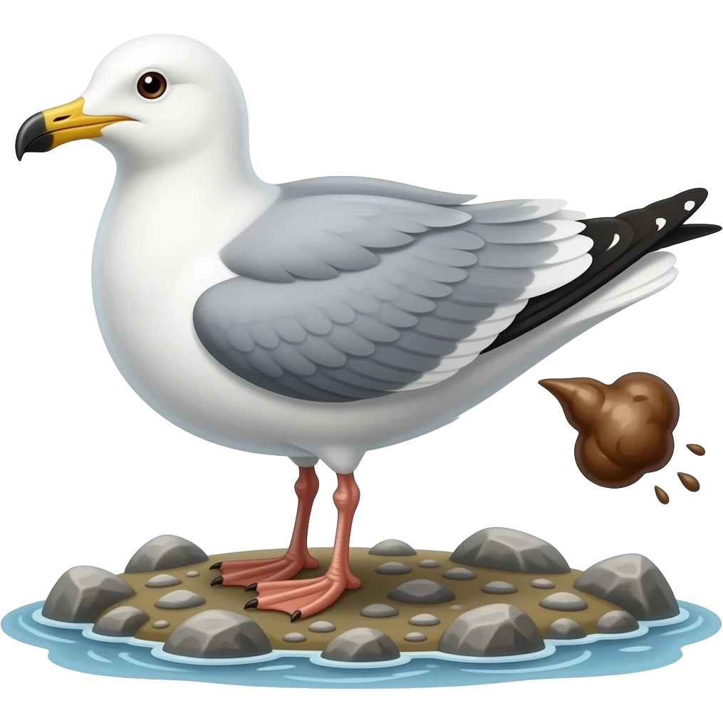 Seagull doing a poo from his behind emoji