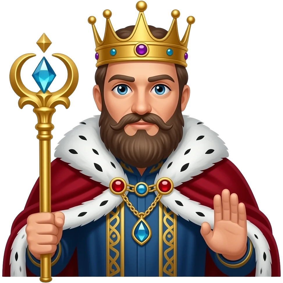 King with hands shaped like triangle emoji