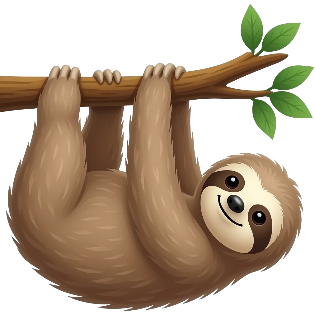 sloth tree morning coffee cup hanging emoji