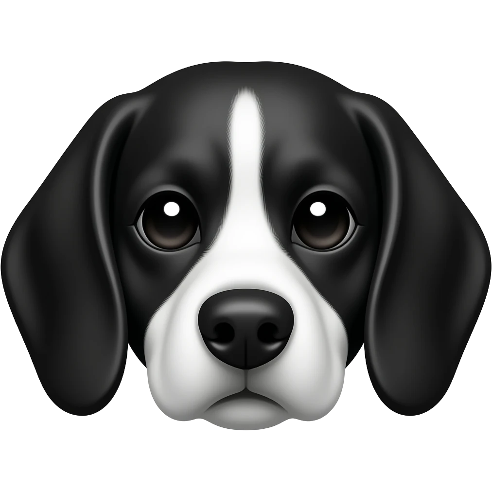 Black white beagle face black ears emoji