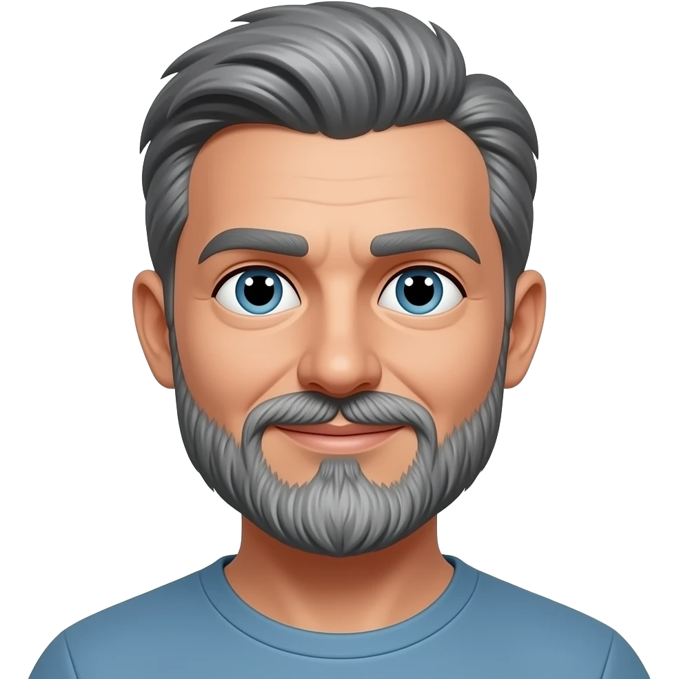 Man with gray braid mustache and goatee emoji