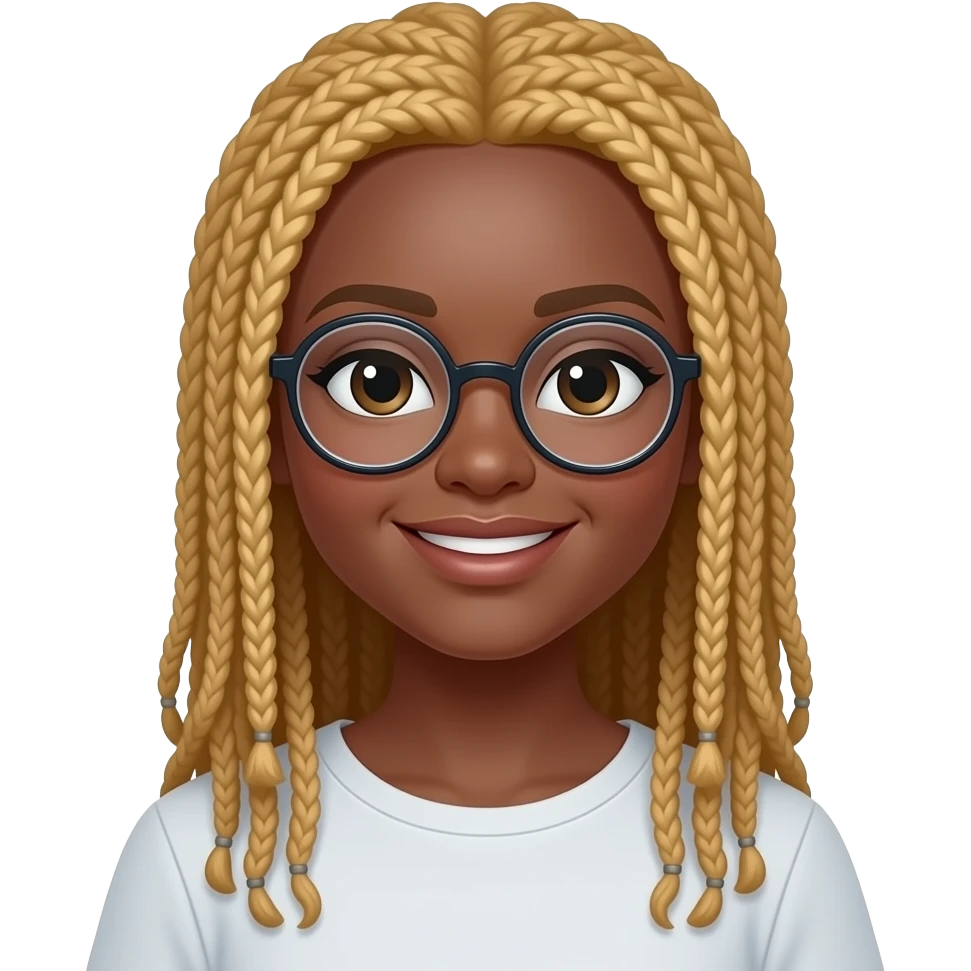 Black girl with blonde locs and glasses emoji
