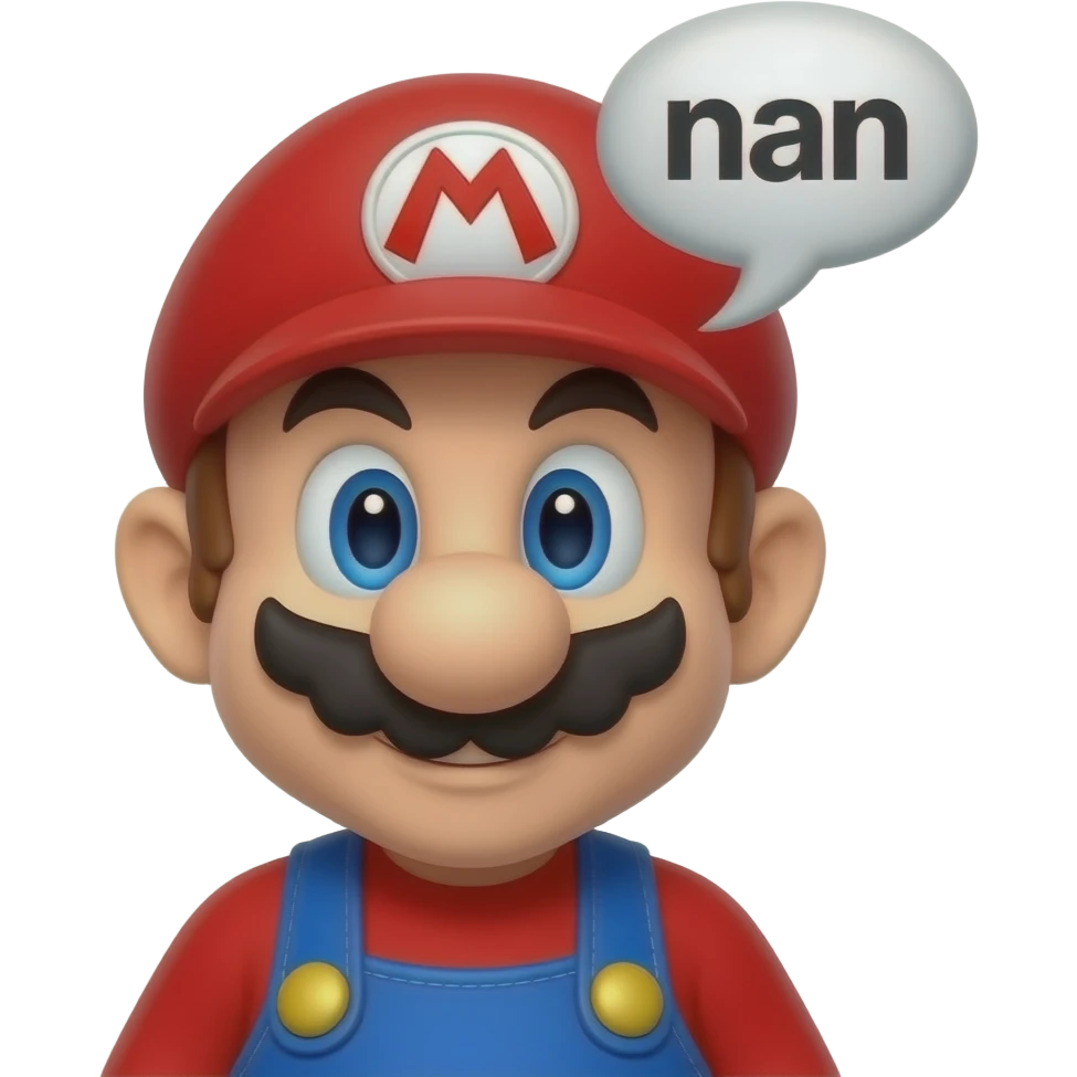 Mario avec écrit nan dans une bulle de parole  au dessu de sa tête emoji