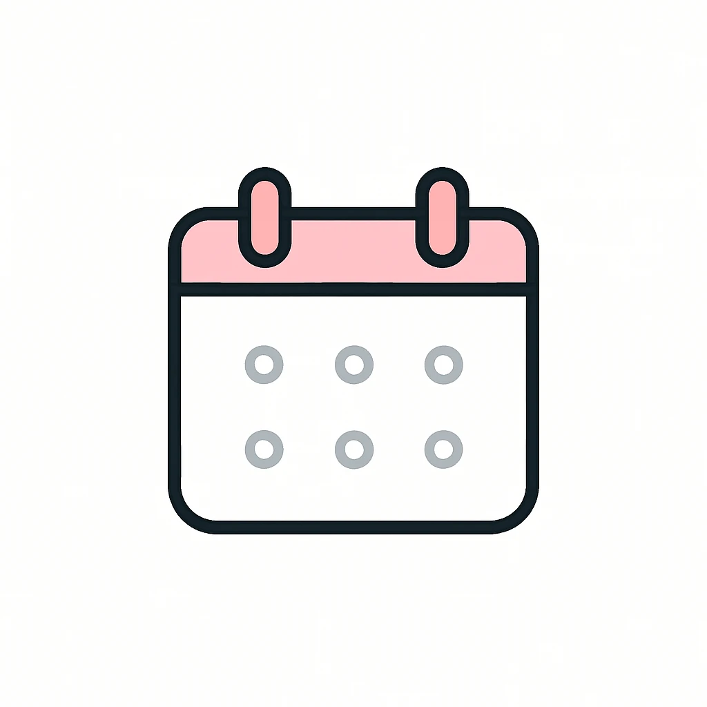 calendar icon with bold pink accents, flat design emoji
