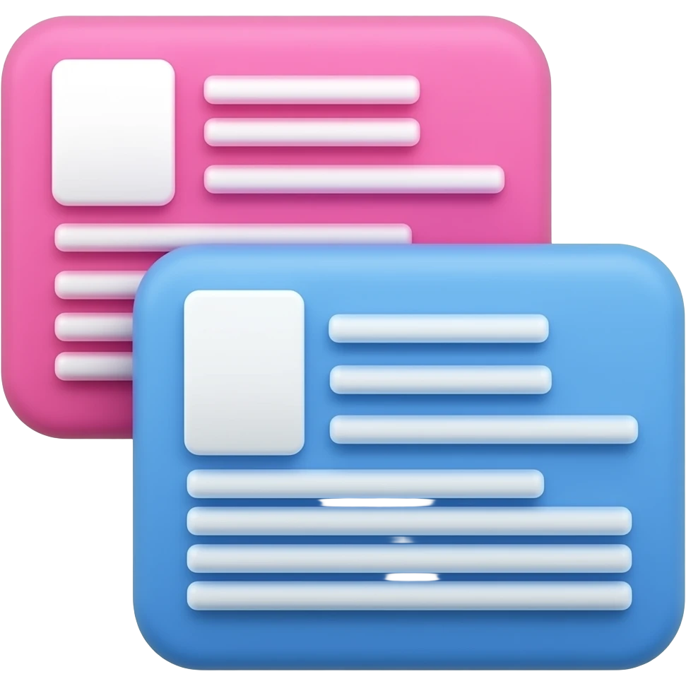 Pink and Blue color two layer UI pop ups 2D render iPhone emoji png of a detailed Computer UI pop ups emoji