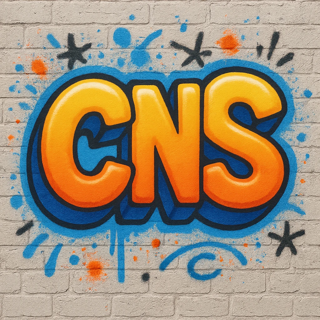 Сделай граффити с надписью "CNS" в стиле emoji iOS emoji