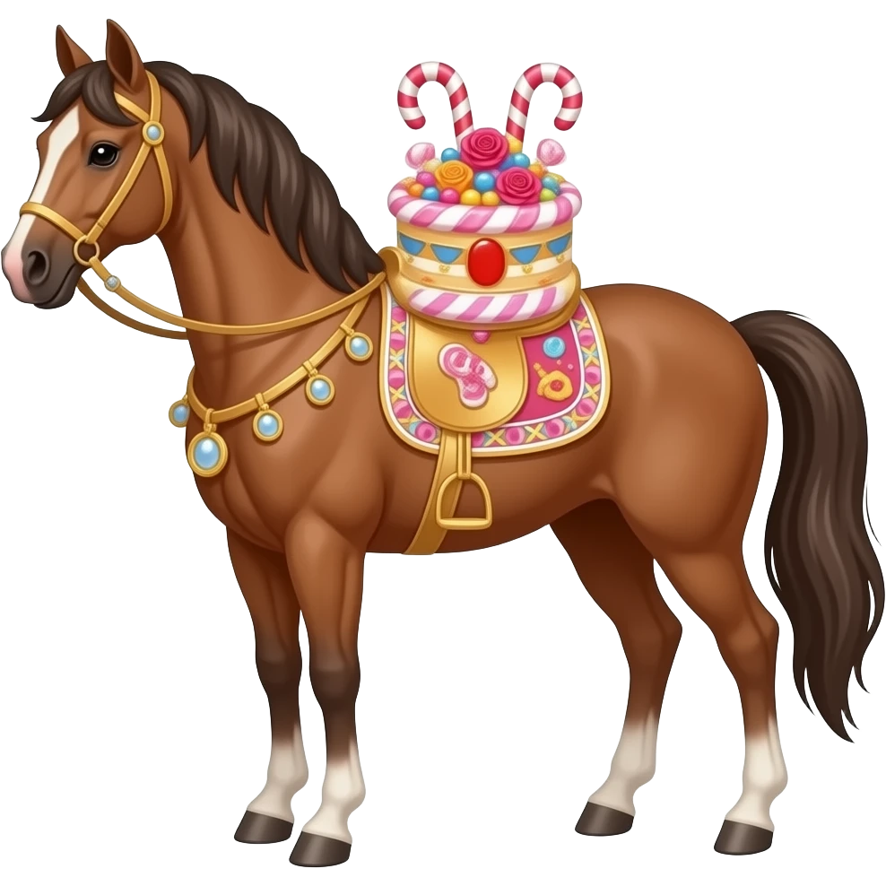 an elite horse with candies and roses emoji