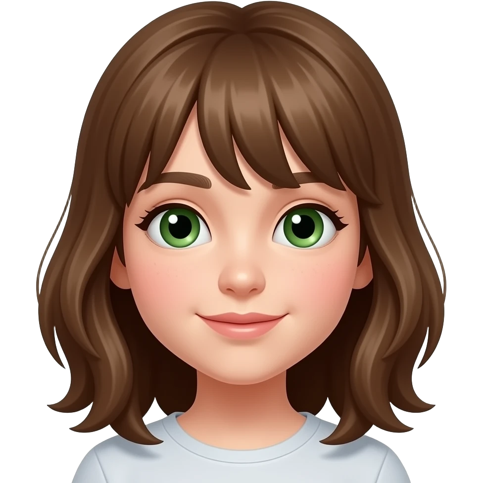 Emoji  girl with brown hair and green eyes emoji