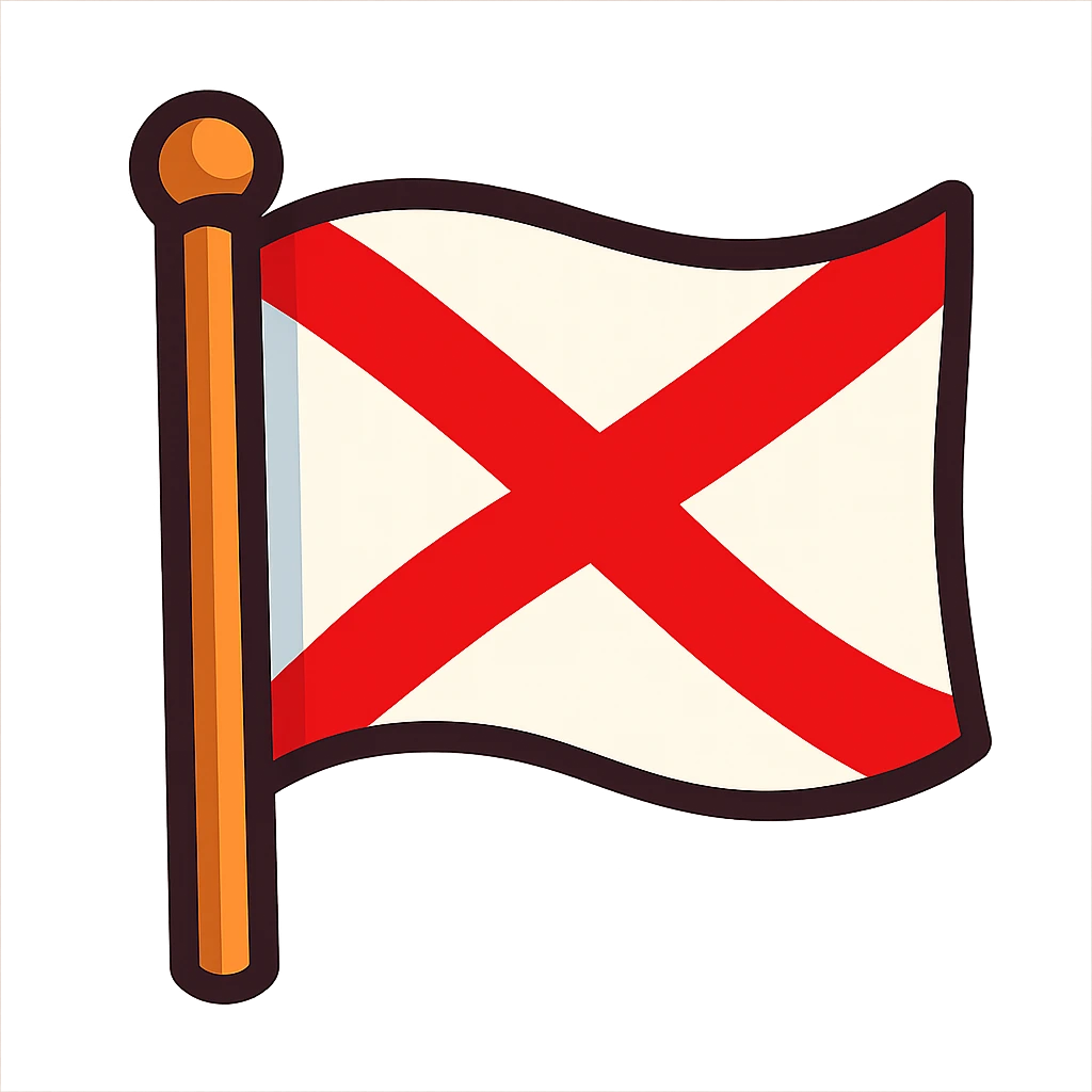 white flag with red Burgundy cross, vibrant illustration style emoji
