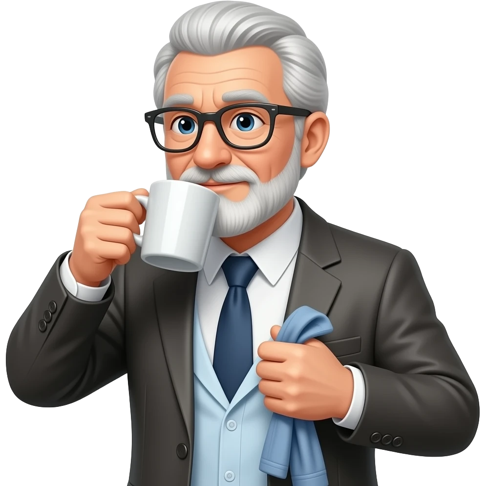 old man drink coffee change old man clothes emoji