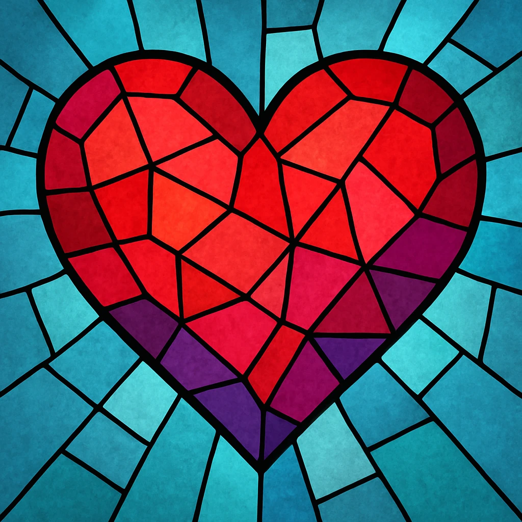 heart with a stained glass effect, digital illustration, clean emoji