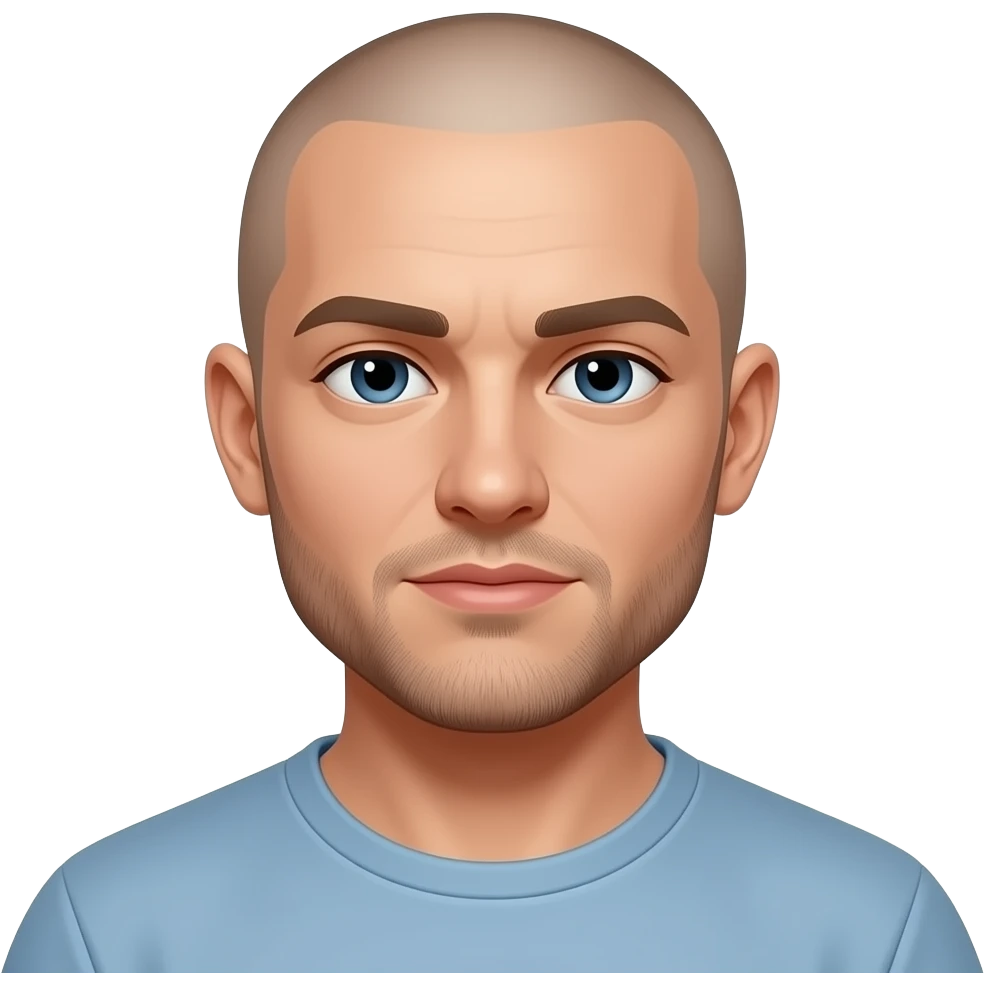 A man with shaven head,look dreamy and handsome emoji emoji