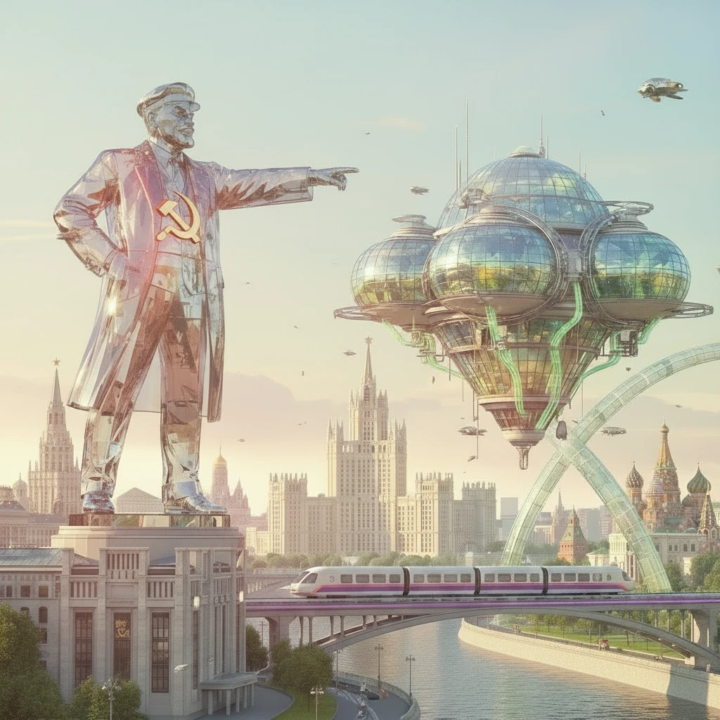 Убери яркое свечение на теле Ленина по центру и сделай вместо него герб СССР (серп и молот)

Остальное оставь без изменений emoji