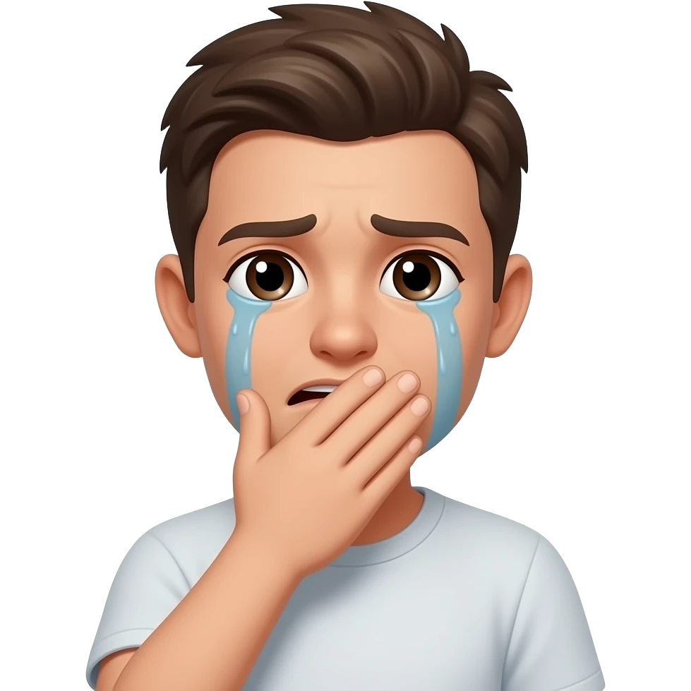 crying emoji with hand over its mouth emoji