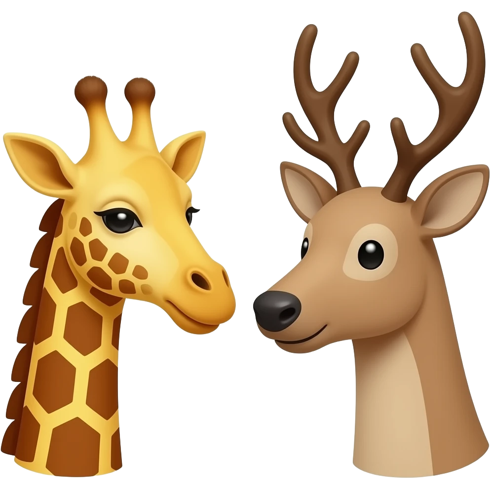 Einfacher Giraffenkopf und Elchkopf schauen sich an und wünschen sich Glück emoji